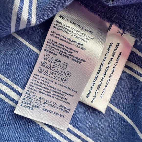 Tommy Hilfiger Blue Striped Women's Top Small - Picture 5 of 9